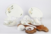 Bộ đồ ăn sứ xương 27 món vuông 27385